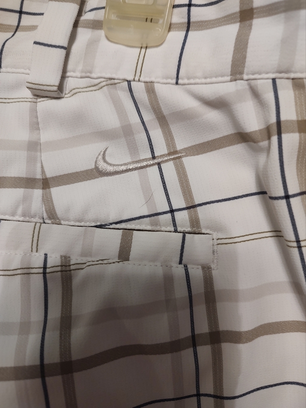 Nike Golf Dri-FIT Plaid Shorts White Beige Brown Black Men's Size 34 - Picture 3 of 4